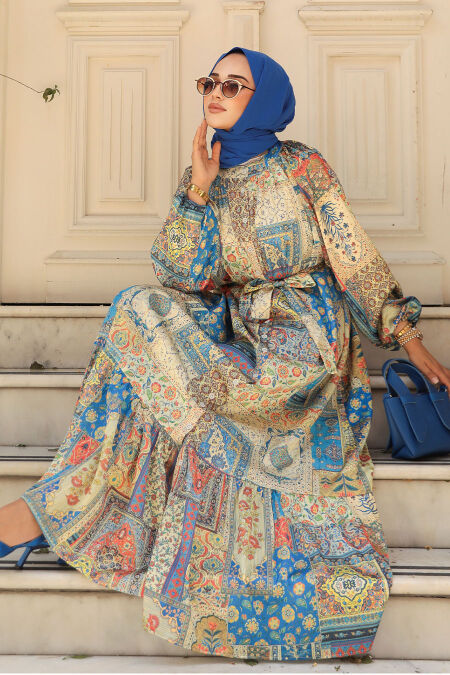 İndigo Blue Hijab Dress 23155IM